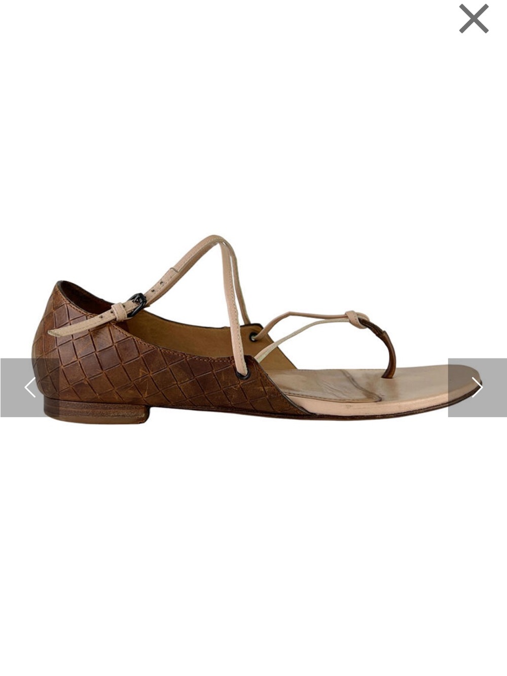 Bottega Venetta Brown and Beige Strappy Flat Sandals